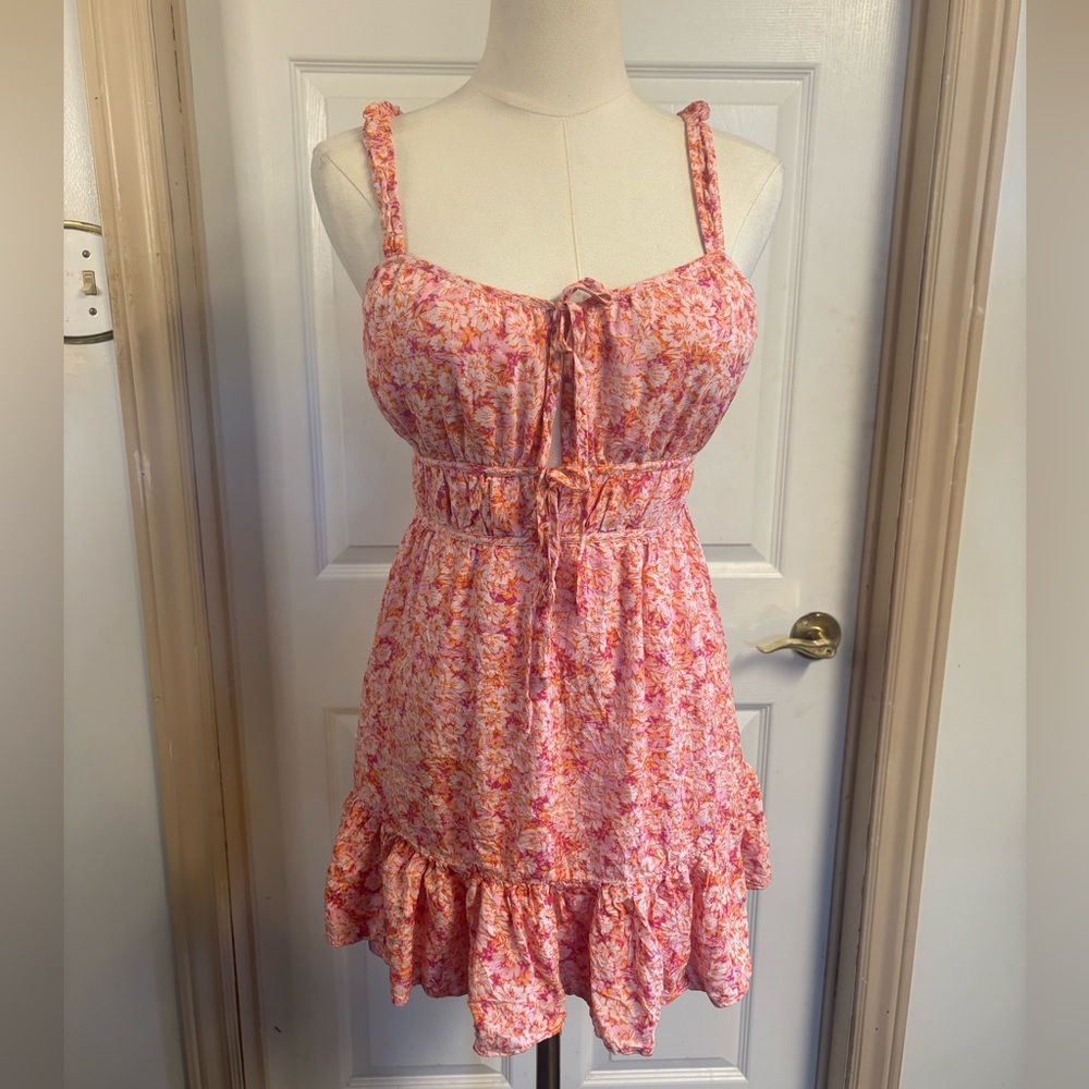 American Eagle Outfitters Pink and Orange Floral Dress